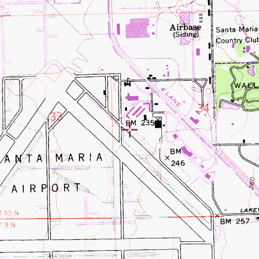 Topographic Map of Santa Maria Public Airport/Captain G Allan Hancock Field, CA