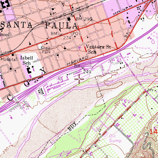Topographic Map of Santa Paula Airport, CA