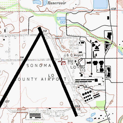 Topographic Map of Charles M Schulz - Sonoma County Airport, CA