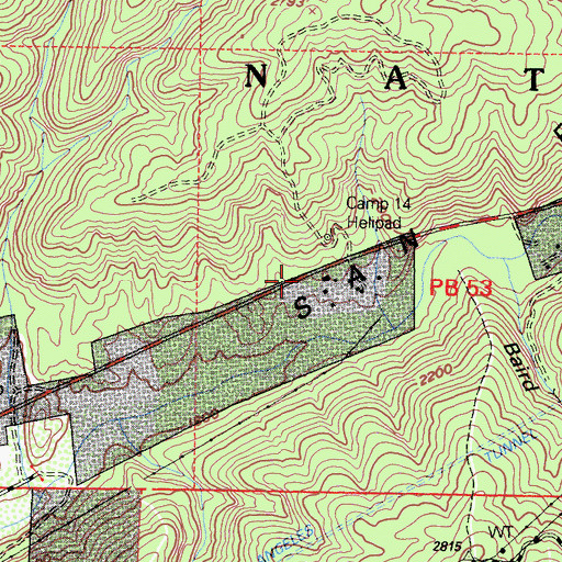 Topographic Map of Camp 14 Heliport, CA