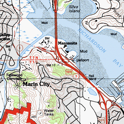 Topographic Map of Commodore Center Heliport, CA