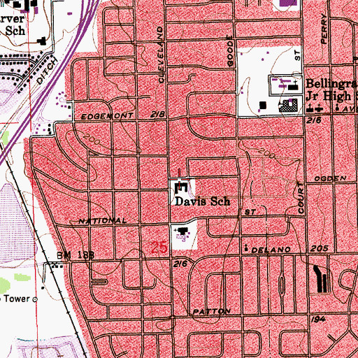 Topographic Map of Davis Elementary School, AL