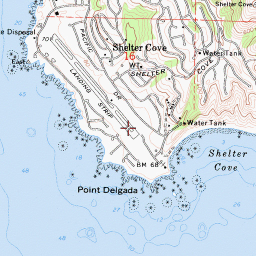 Topographic Map of Shelter Cove Airport, CA