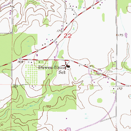 Topographic Map of Dawes-Union Elementary School, AL