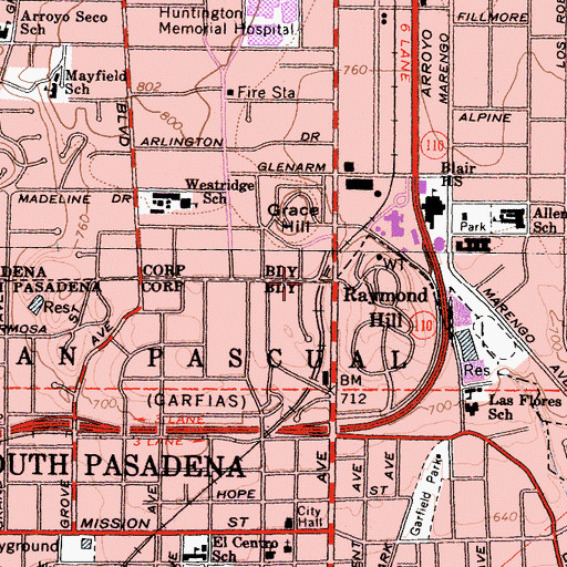 Topographic Map of California Title Building Heliport, CA