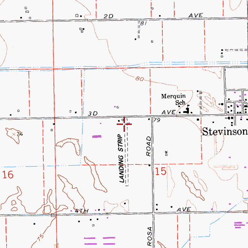 Topographic Map of Stevinson Strip, CA