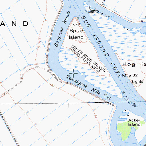 Topographic Map of Lost Isle Seaplane Base, CA