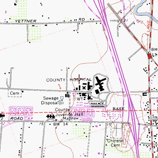 Topographic Map of San Joaquin General Hospital Heliport, CA