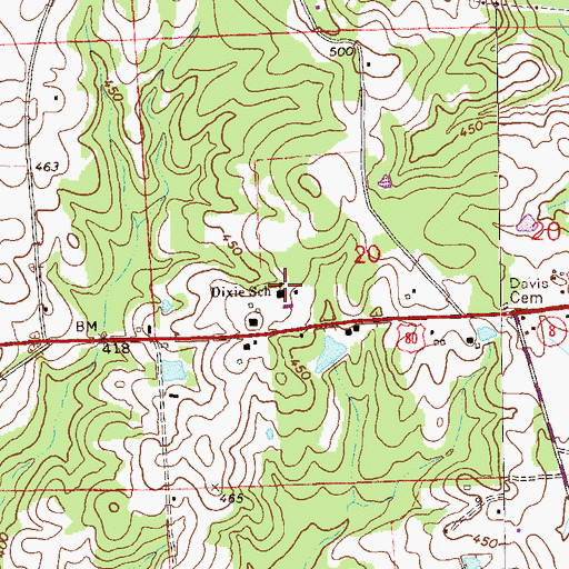 Topographic Map of Dixie Junior High School, AL