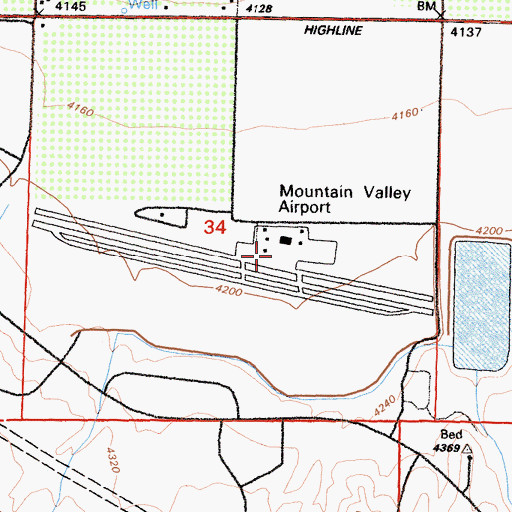 Topographic Map of Mountain Valley Airport, CA