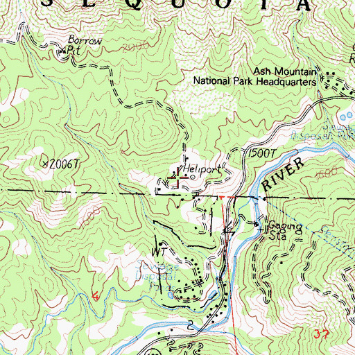 Topographic Map of Ash Mountain Heliport, CA