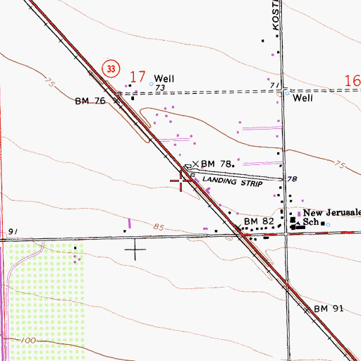 Topographic Map of 33 Strip Airport, CA