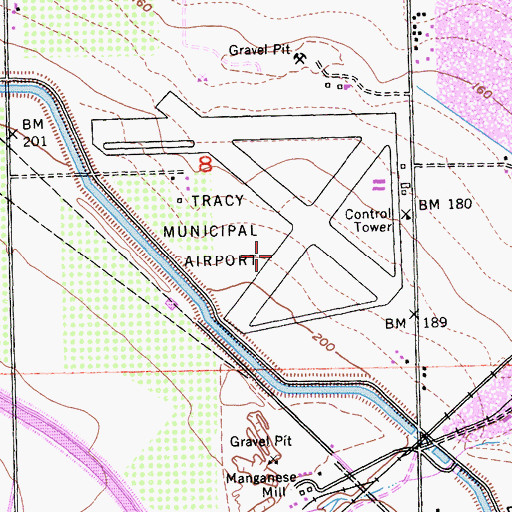Topographic Map of Tracy Municipal Airport, CA