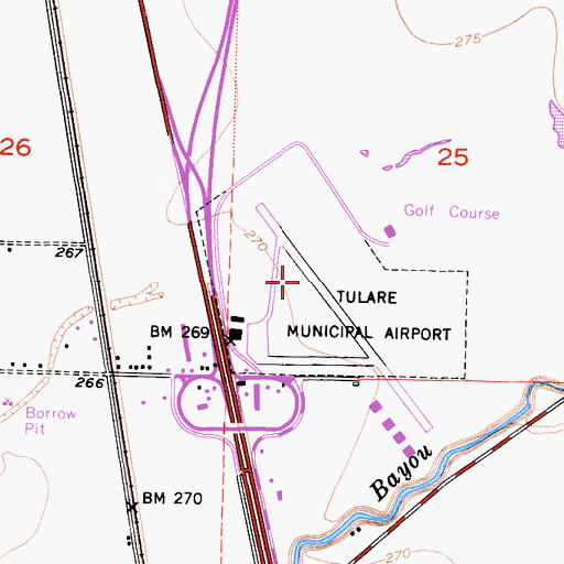 Topographic Map of Mefford Field, CA