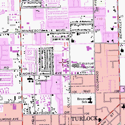 Topographic Map of Emanuel Medical Center Heliport, CA