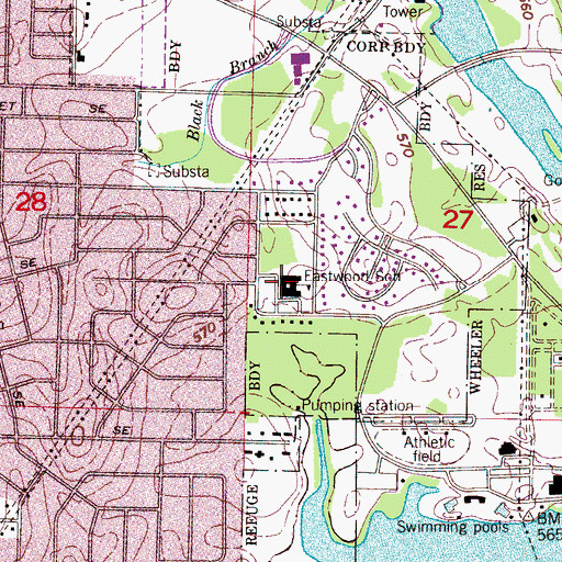 Topographic Map of Eastwood Elementary School, AL