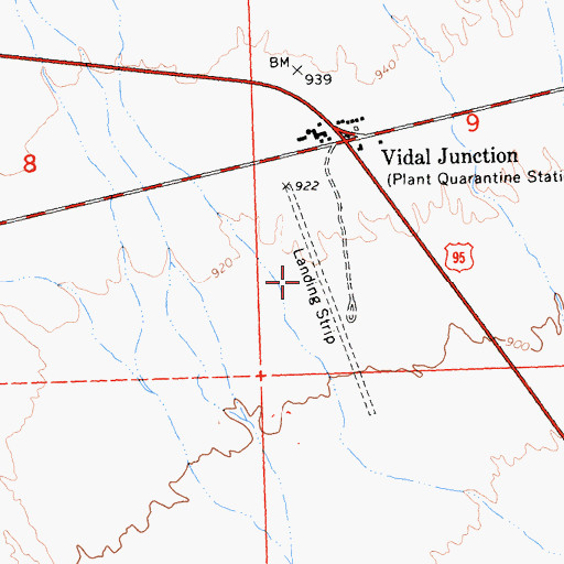 Topographic Map of Vidal Junction Airport (historical), CA