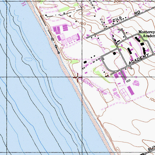 Topographic Map of Monterey Bay Academy Airport, CA