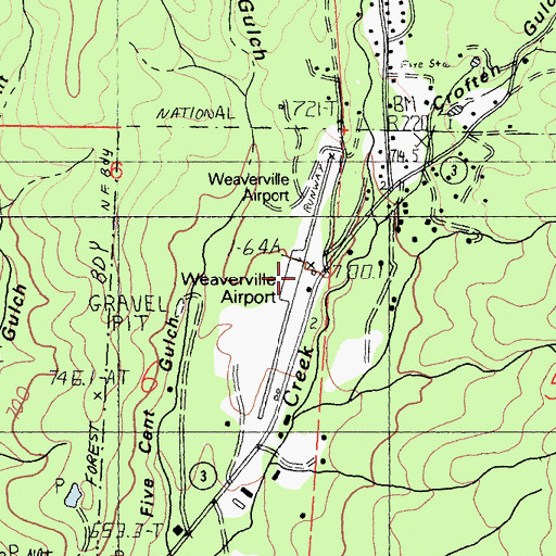 Topographic Map of Lonnie Pool Field/Weaverville Airport, CA