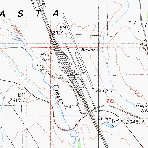 Topographic Map of Weed Airport, CA