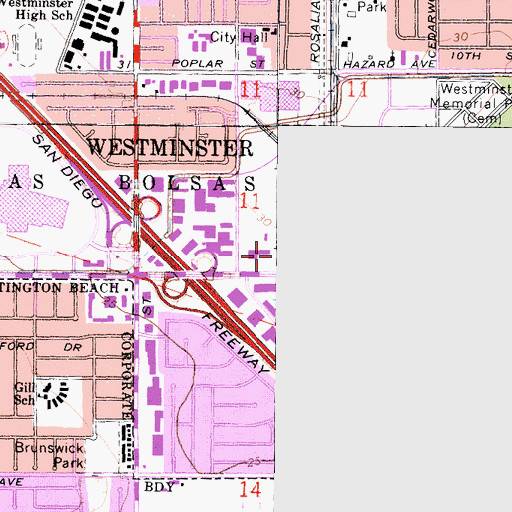 Topographic Map of Huntington Beach Service Center Heliport, CA