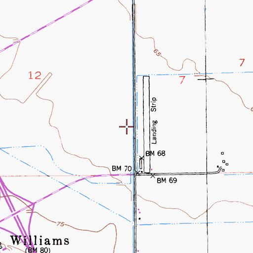 Topographic Map of Williams Airport, CA