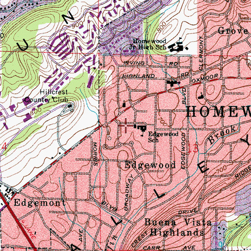 Topographic Map of Edgewood Elementary School, AL