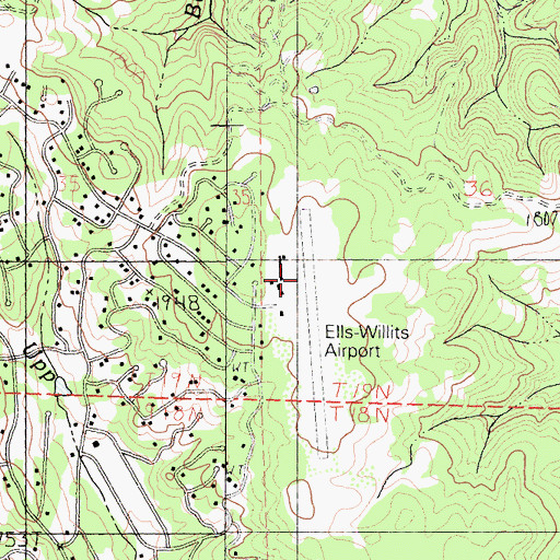 Topographic Map of Ells Field-Willits Municipal Airport, CA