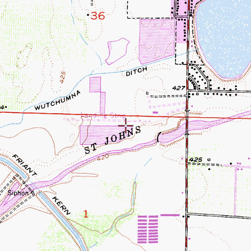 Topographic Map of Woodlake Airport, CA