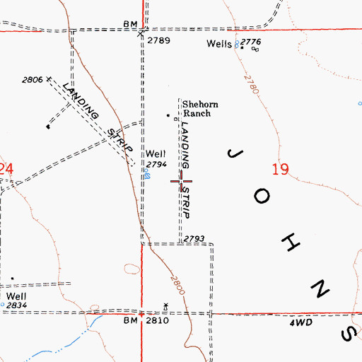 Topographic Map of B & E Ranch Airport, CA