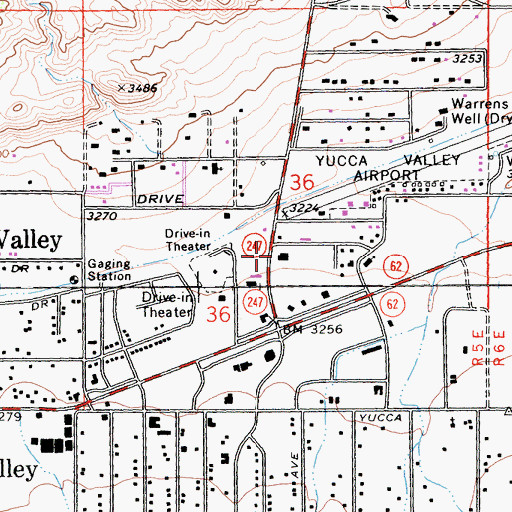 Topographic Map of Yucca Valley Service Center Heliport, CA