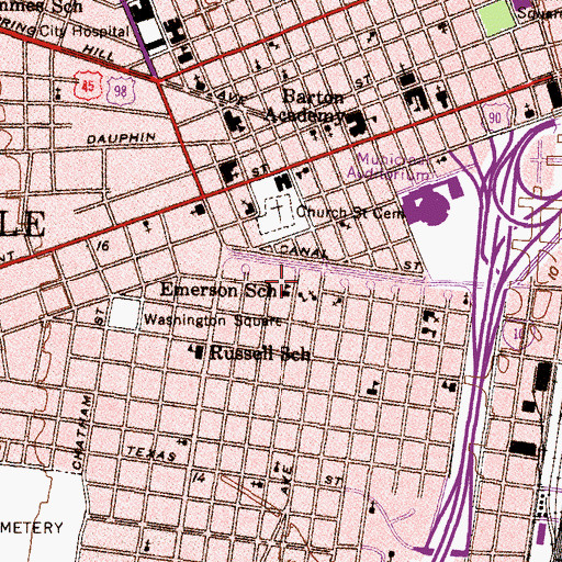 Topographic Map of Emerson Elementary School, AL