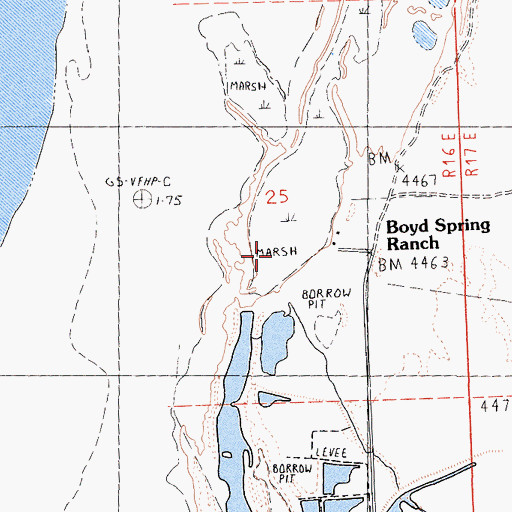 Topographic Map of Boyd Spring Ranch, CA