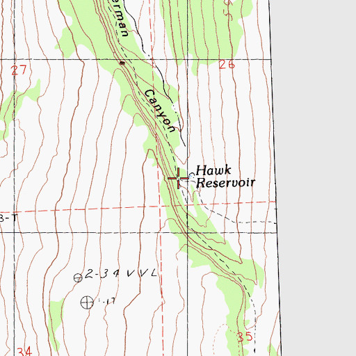 Topographic Map of Hawk Reservoir, CA