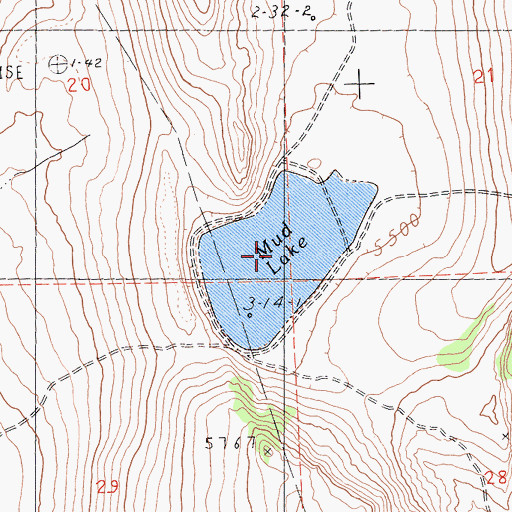 Topographic Map of Mud Lake, CA