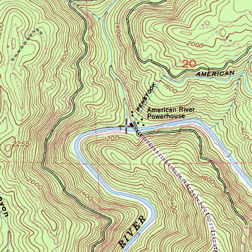 Topographic Map of American River Powerhouse, CA