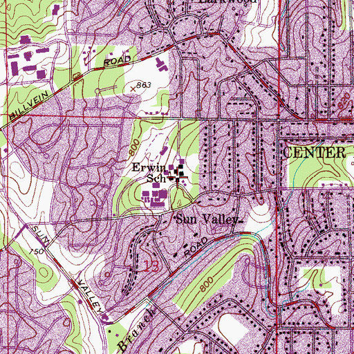 Topographic Map of Erwin High School, AL