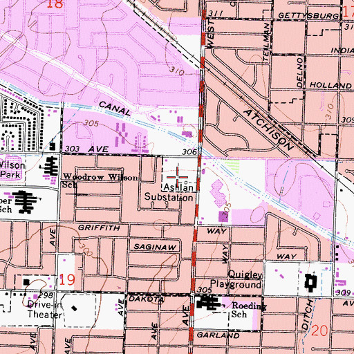 Topographic Map of Ashlan Substation, CA