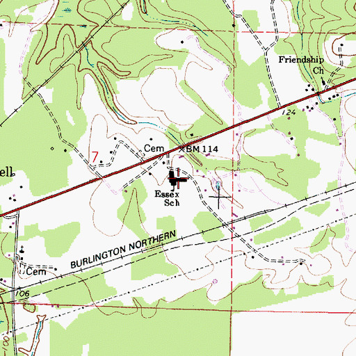 Topographic Map of John Essex High School, AL