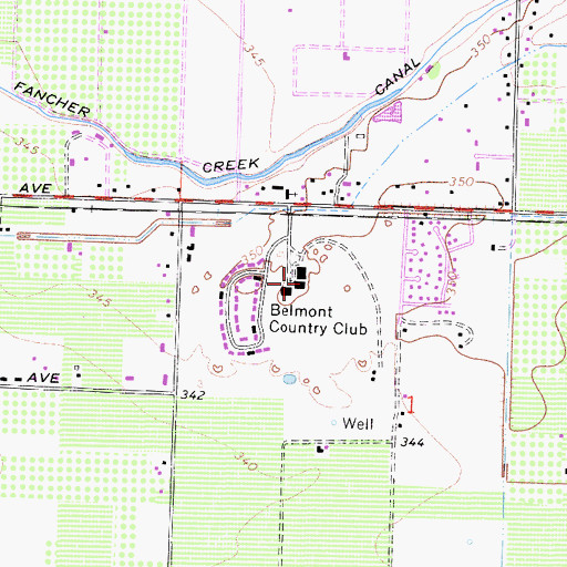 Topographic Map of Belmont Country Club, CA