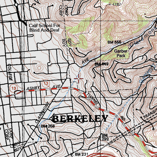 Topographic Map of Berkeley Tennis Club, CA