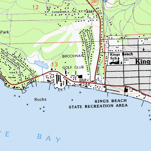 Topographic Map of Brockway Golf Club, CA