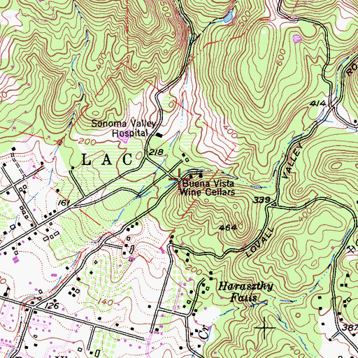 Topographic Map of Buena Vista Wine Cellars, CA