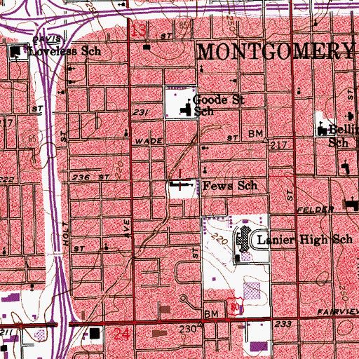 Topographic Map of Fews Elementary School, AL