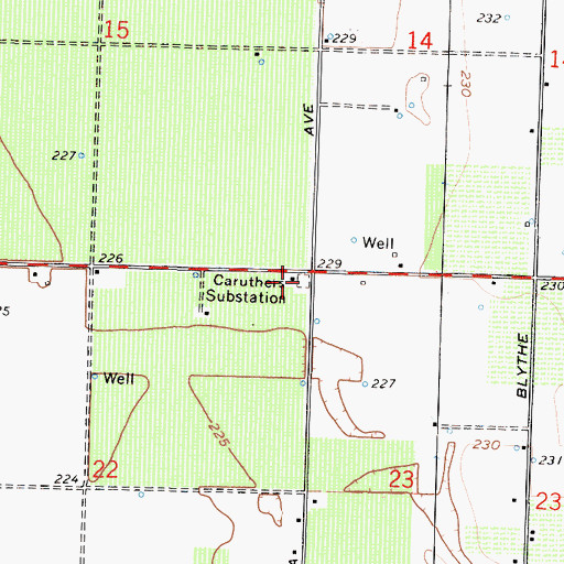 Topographic Map of Caruthers Substation, CA