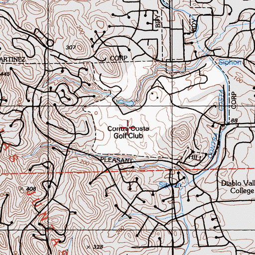 Topographic Map of Contra Costa Golf Club, CA