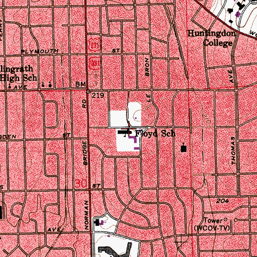 Topographic Map of Floyd Junior High School, AL