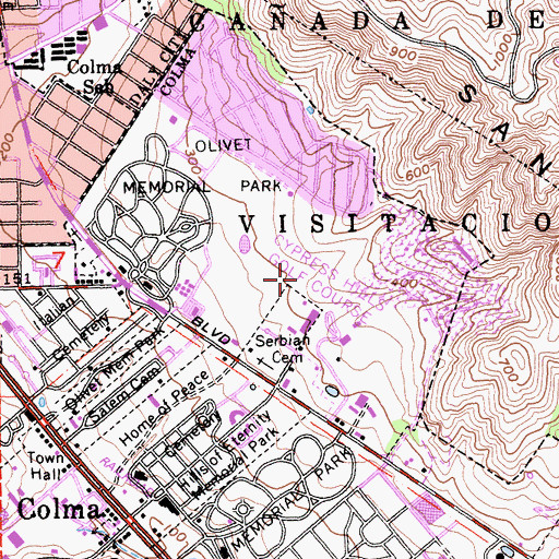 Topographic Map of Cypress Hills Golf Course, CA