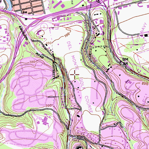 Topographic Map of Del Monte Golf Course, CA