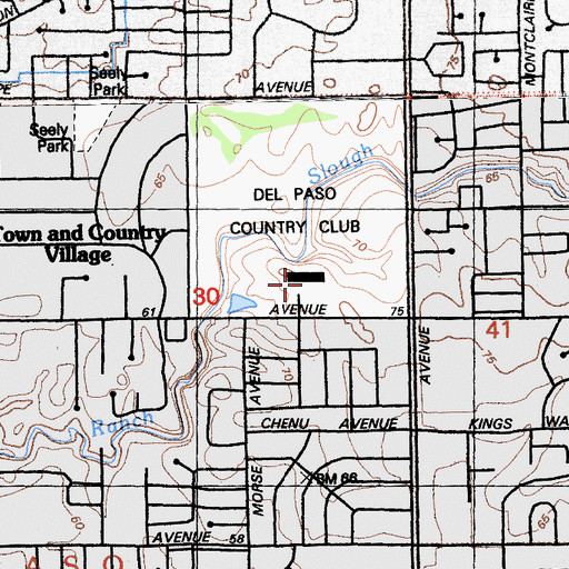 Topographic Map of Del Paso Country Club, CA